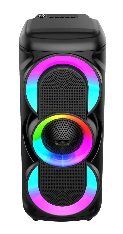 Boxa Portabila AT PERFORMANCE®, cu Lumini RGB, cu Maner, Putere 8Wx2, MP3, USB, Bluetooth, TF, WIFI, Slot Microfon, Karaoke, Acumulator, Negru