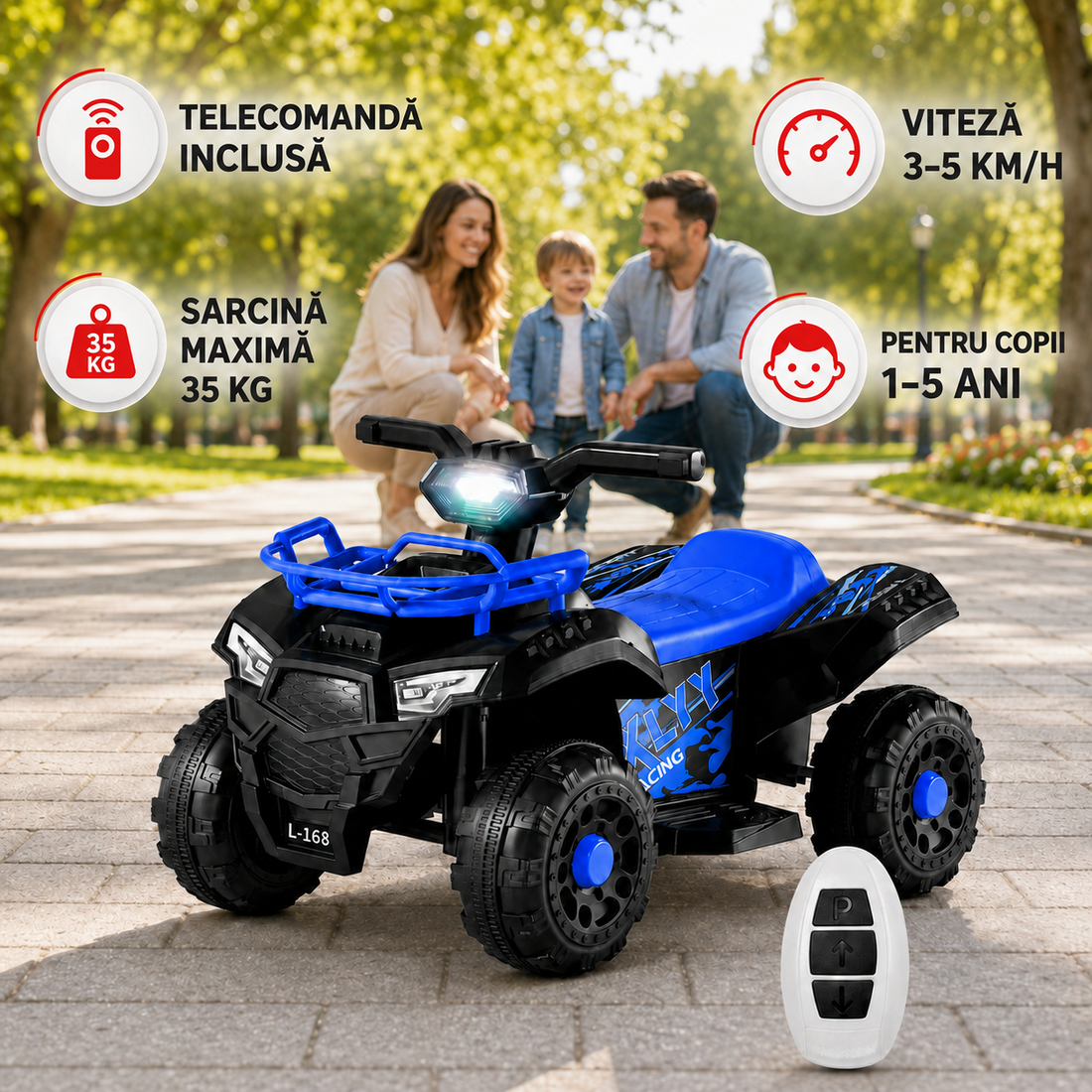 ATV Electric Copii cu telecomanda, 6V, 3–5 km/h, 1–5 ani – Distracție Off-Road, Sigur și Ușor de Utilizat