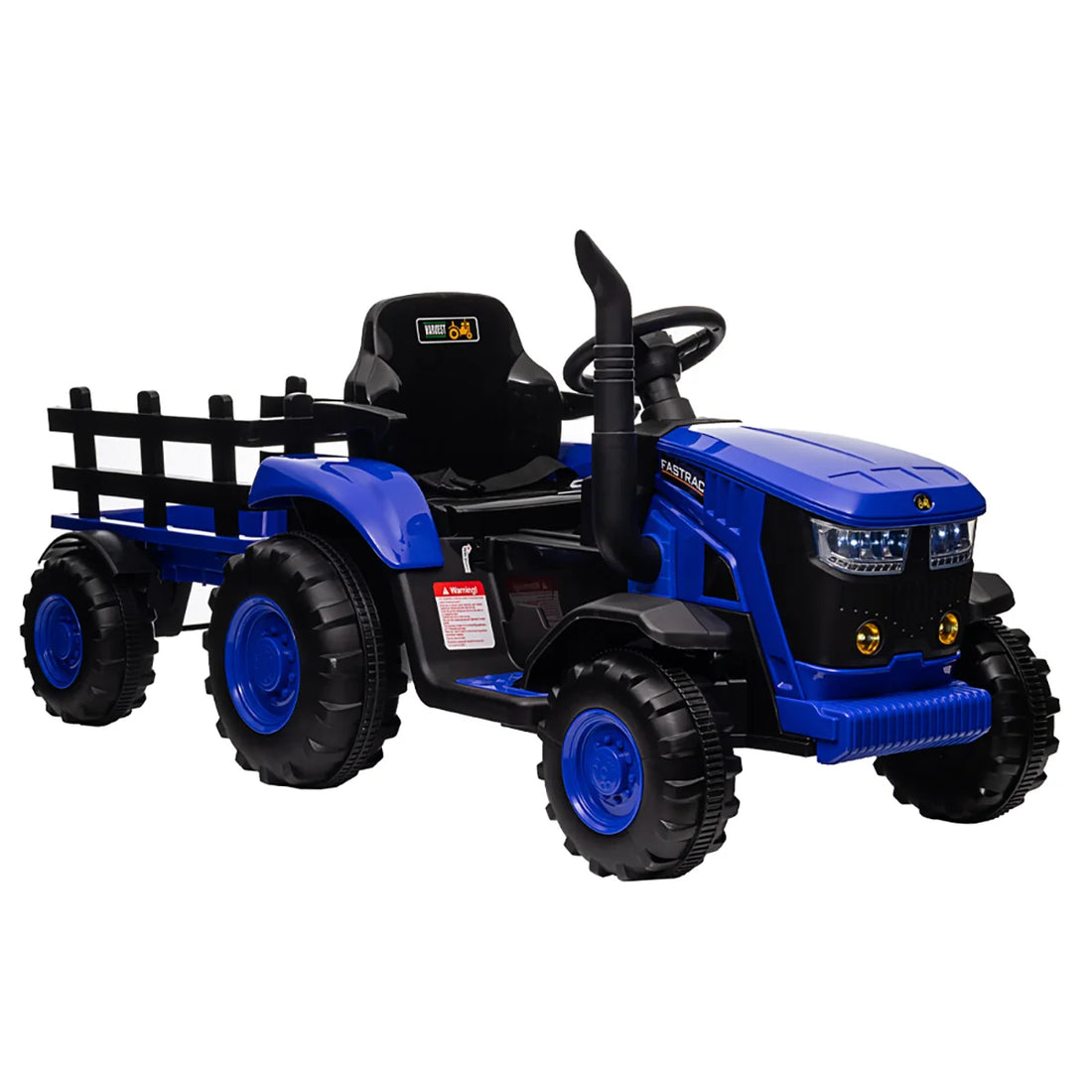Tractor Electric cu Telecomandă pentru Copii KIDOO, cu Remorcă și Gard, Far, Sunet Motor, Claxon, MP3/USB – 3-6 Ani