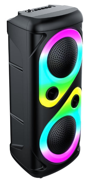 Boxa Portabila AT PERFORMANCE®, cu Lumini RGB, cu Maner, Putere 5Wx2, MP3, USB, Bluetooth, TF, WIFI, Slot Microfon, Karaoke, Acumulator, Negru