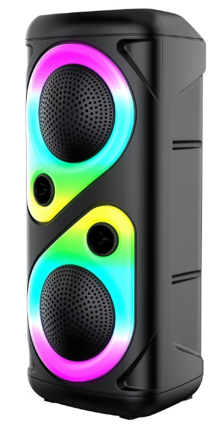 Boxa Portabila AT PERFORMANCE®, cu Lumini RGB, cu Maner, Putere 5Wx2, MP3, USB, Bluetooth, TF, WIFI, Slot Microfon, Karaoke, Acumulator, Negru