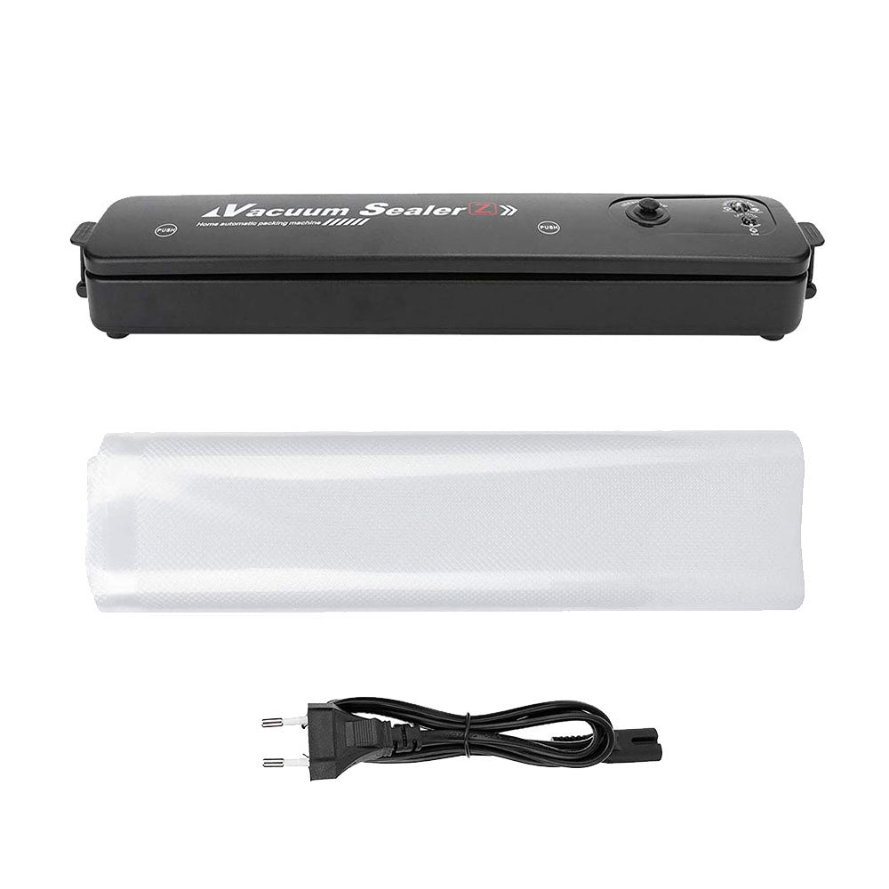 Aparat de vidat si sigilat cu vacuum, NEXTLY, pentru carne, legume, fructe, include 5 pungi pentru vidat, pastreaza prospetimea, negru