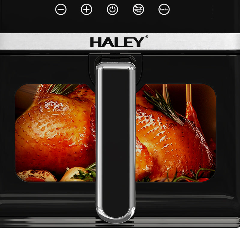 Friteuză cu Aer Cald HALEY 7L, 2000W – Gătire 360°, Touchscreen Holografic, Geam Vizualizare 180°, 8 Programe, Fără Ulei | Gătit Sănătos și Crocant