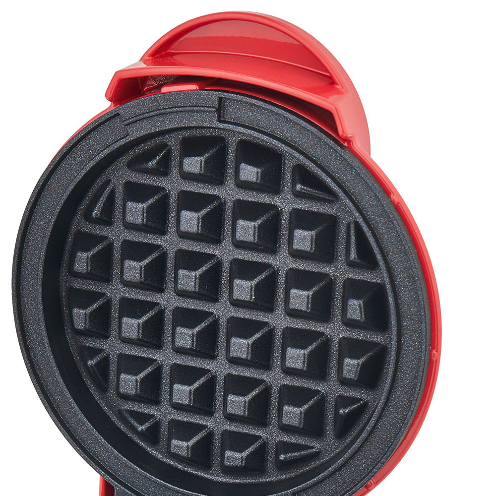 Aparat Mini Waffe HALEY®, 800W, Plăci Antiaderente, Indicator Luminos, Design Compact, Roșu
