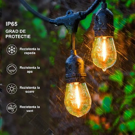 Ghirlandă decorativă cu 10 becuri, 5 metri, lumină alb cald, interconectabilă