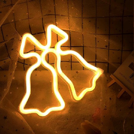 Clopotei decorativi luminosi, pentru Craciun, AT PERFORMANCE®, rezistenti la apa, suspendabili usa si geam, IP65, 50 x 60 cm, alb cald