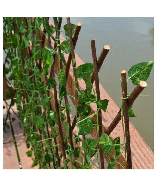 Gard paravan viu cu frunze si flori artificiale, AT PERFORMANCE, extensibil, 100x200 cm, roz