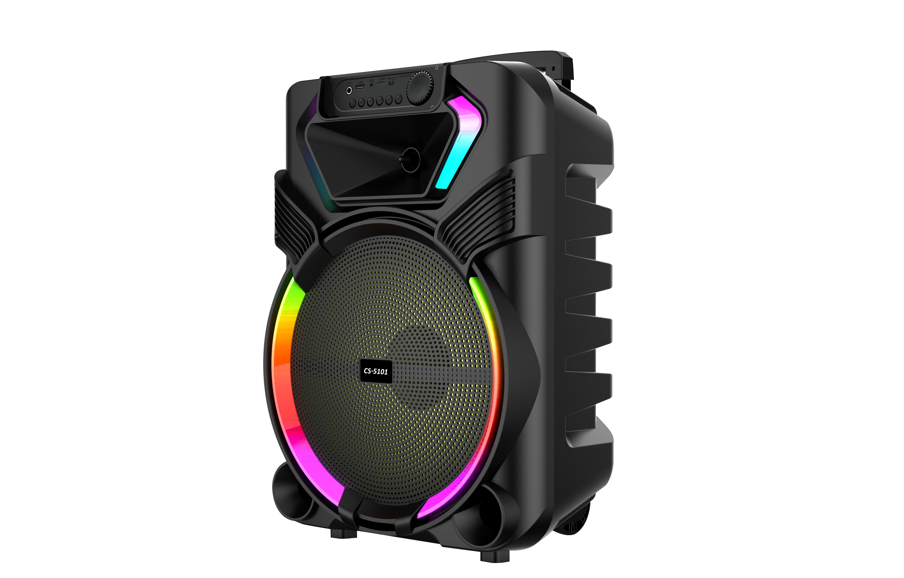 Boxa Portabila AT PERFORMANCE®, cu Lumini RGB, cu Maner, Putere 30-50W, MP3, USB, Bluetooth, TF, WIFI, Slot Microfon, Karaoke, Acumulator, Negru