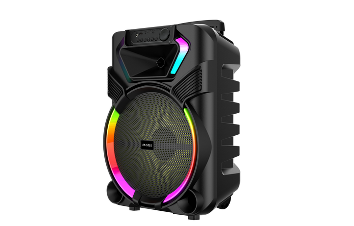 Boxa Portabila AT PERFORMANCE®, cu Lumini RGB, cu Maner, Putere 30-50W, MP3, USB, Bluetooth, TF, WIFI, Slot Microfon, Karaoke, Acumulator, Negru