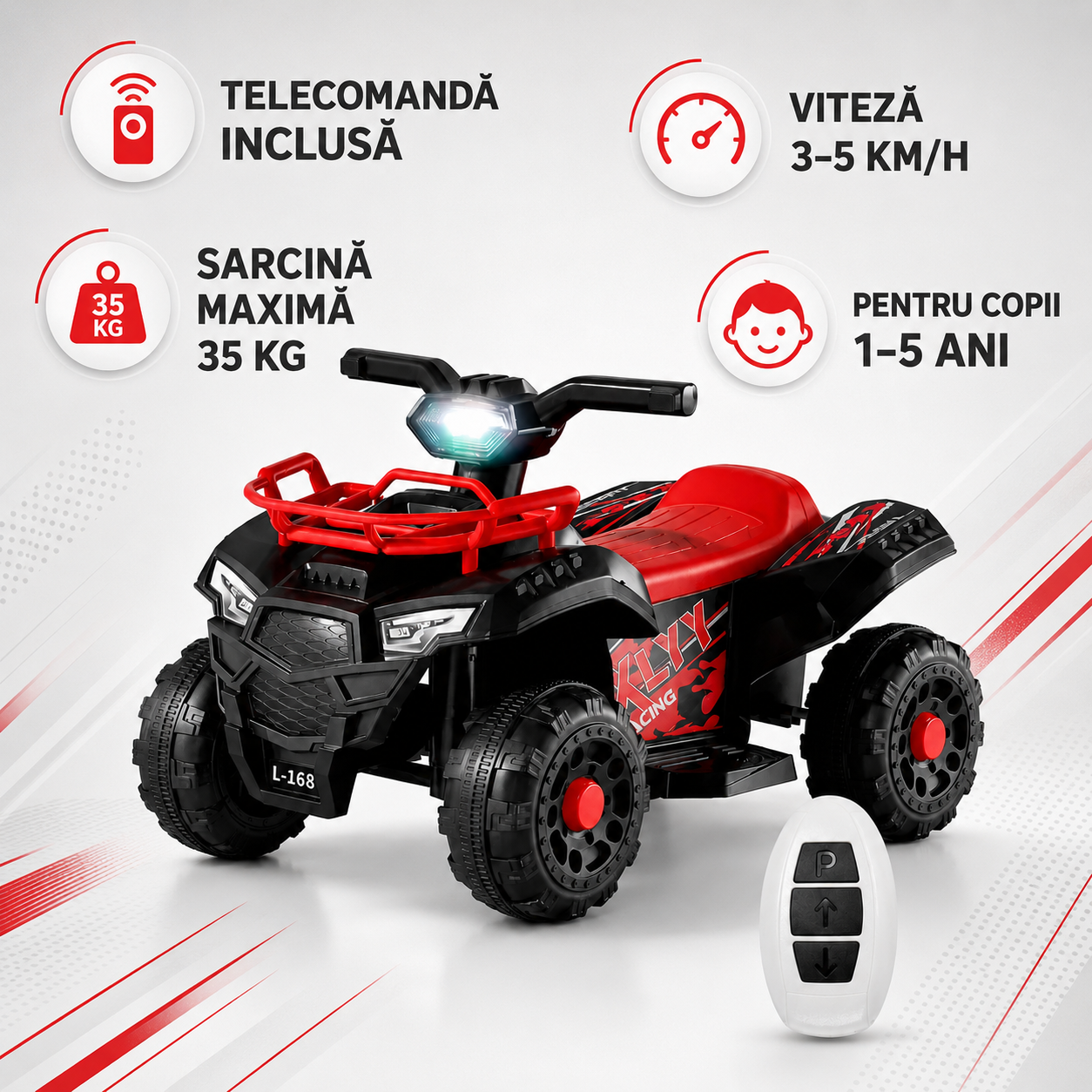 ATV Electric Copii cu telecomanda, 6V, 3–5 km/h, 1–5 ani – Distracție Off-Road, Sigur și Ușor de Utilizat