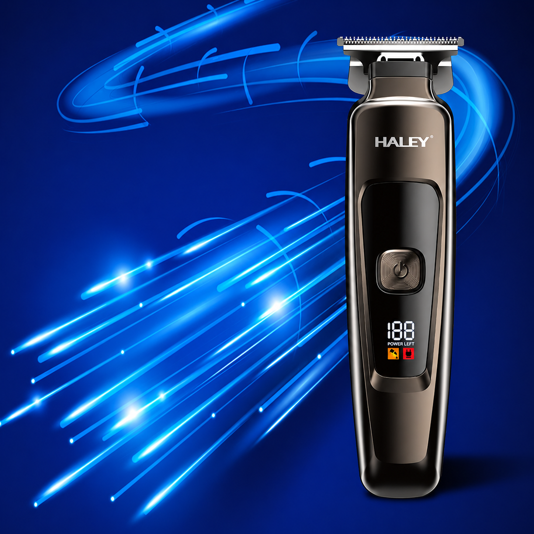 Mașină Profesională de Tuns și Contur HALEY HY-4500, Acumulator 1200mAh, Autonomie 200 Min, Lamă din Oțel, Display Digital, Reîncărcabilă