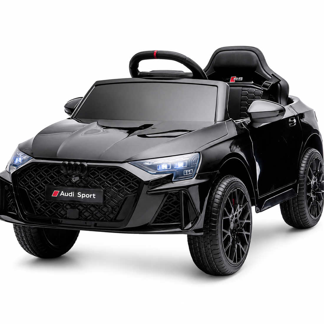 Mașinuță Electrică Pentru Copii KIDOO Audi RS 3 Sportback 2025, Licență Oficială Audi, 12V 4.5Ah, Telecomandă 2.4G, 3 Viteze, Bluetooth, USB, Lumini LED, Alb