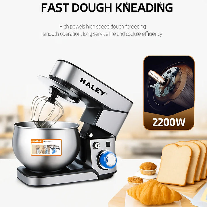 Robot de bucătărie multifuncțional HALEY HY-2403, 7L, inox, 6 viteze + Turbo