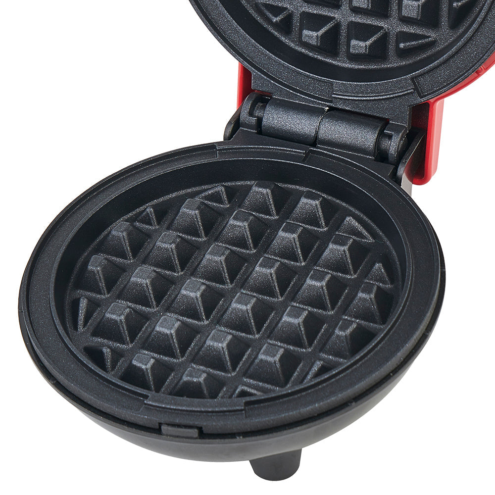 Aparat Mini Waffe HALEY®, 800W, Plăci Antiaderente, Indicator Luminos, Design Compact, Roșu