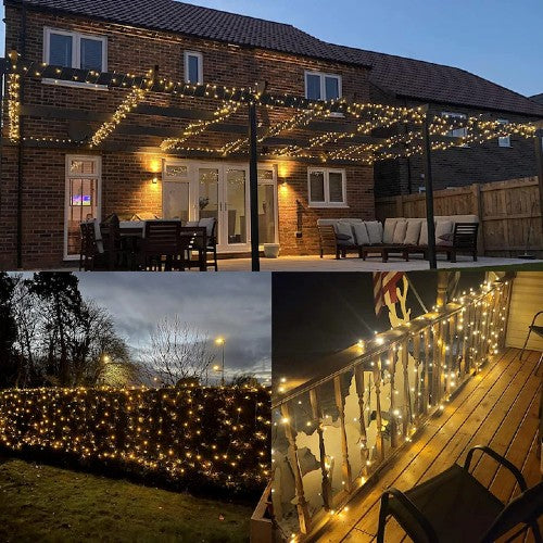 Pachet 2 x rola Instalatie de Craciun Liniara, AT PERFORMANCE®, 8 Jocuri de Lumini Interschimbabile, Alimentare La Priza Pentru Interior/Exterior, Rola 2x  100m, Fir Negru, Alb Cald.