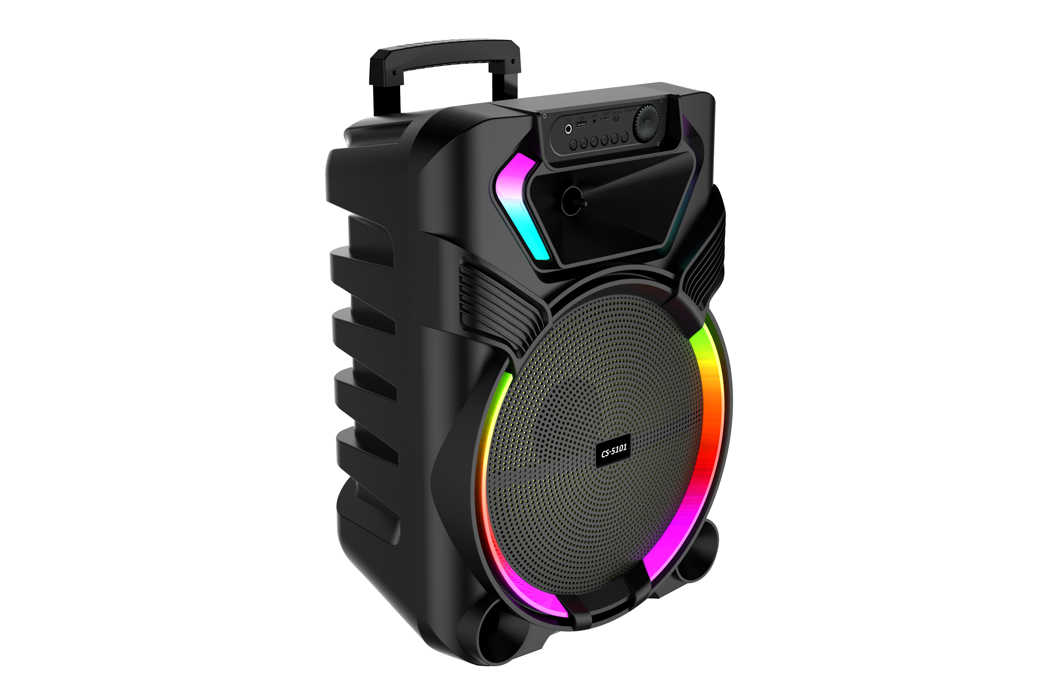 Boxa Portabila AT PERFORMANCE®, cu Lumini RGB, cu Maner, Putere 30-50W, MP3, USB, Bluetooth, TF, WIFI, Slot Microfon, Karaoke, Acumulator, Negru