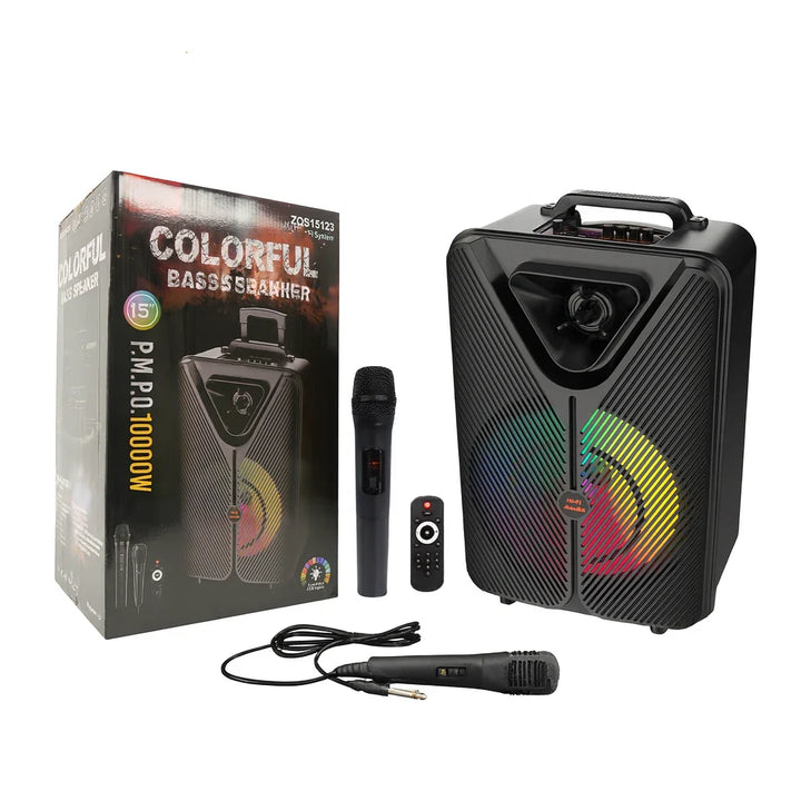 Boxă Portabilă Bluetooth Sing-e ZQS15123, 15”, 40W, Lumini RGB, 2 Microfoane & Telecomandă