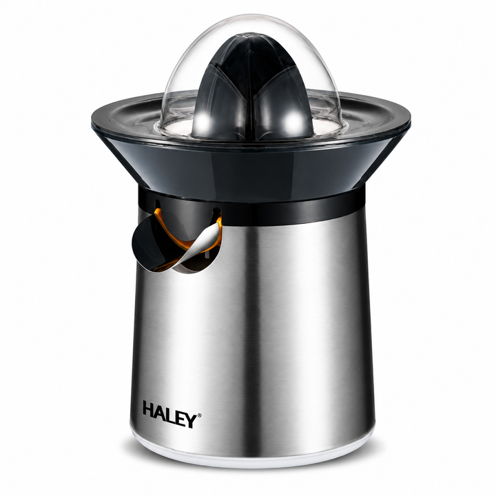 Storcător Electric pentru Citrice Haley HY-2958, 300W, Recipient 300 ml, Sistem de Presare, Corp Inox, Capac de Protecție