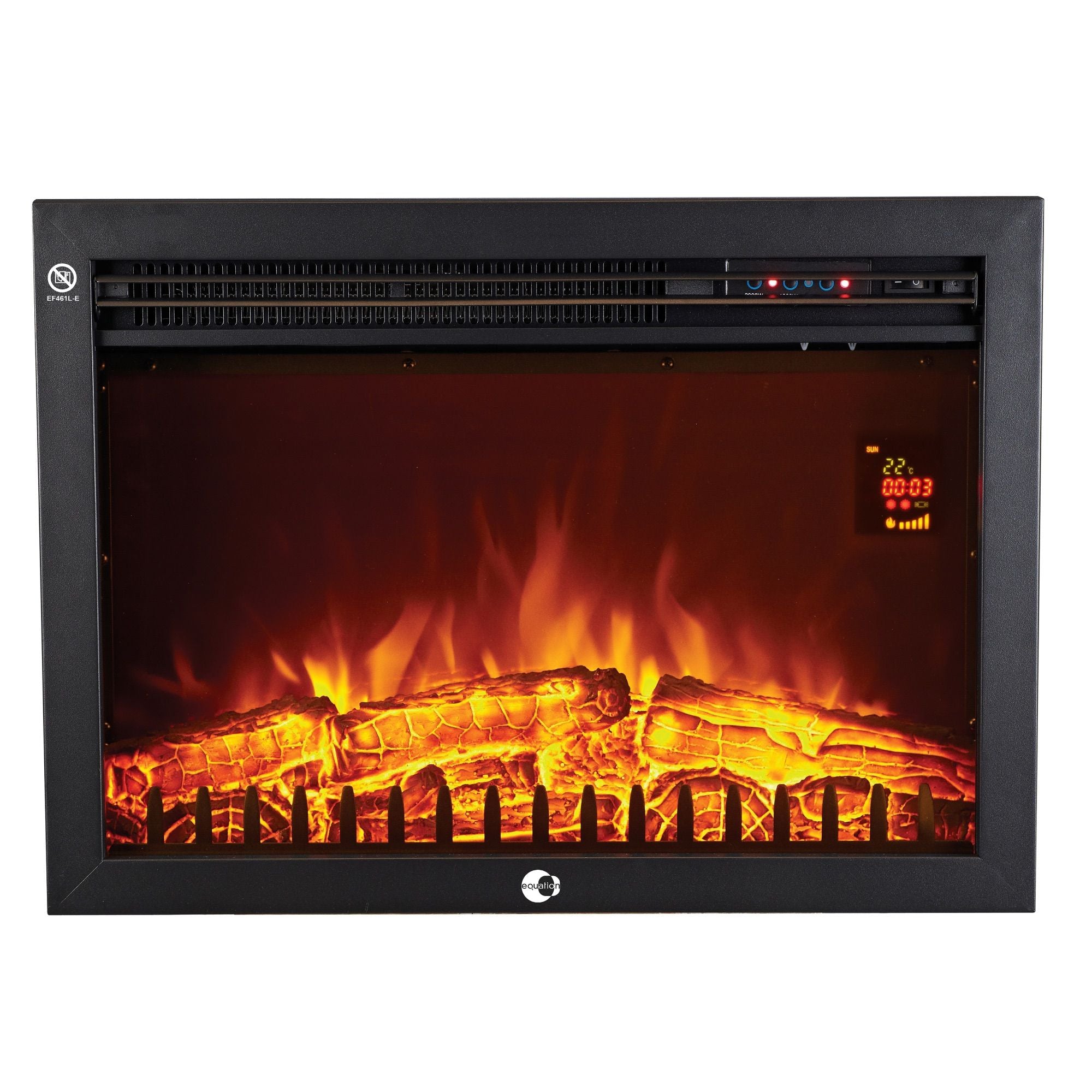 Semineu electric , 2000 W, LED, metal, negru