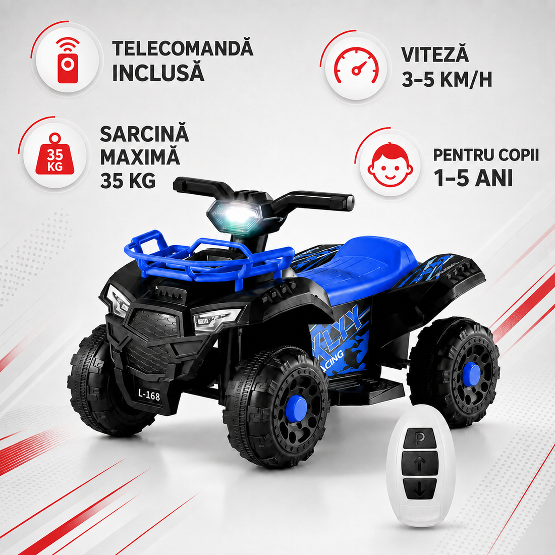 ATV Electric Copii cu telecomanda, 6V, 3–5 km/h, 1–5 ani – Distracție Off-Road, Sigur și Ușor de Utilizat
