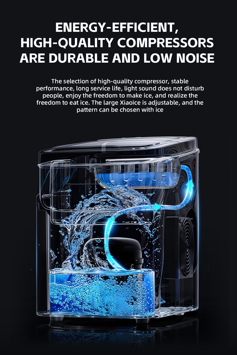 Mașină de Gheață HALEY, 12 kg/24h, Compactă, Avertizare Gheață Plină și Apă Joasă, Curățare Automată, 112W