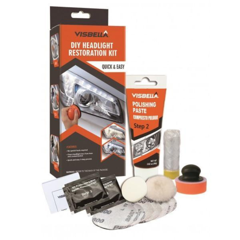 Kit Polish pentru Faruri, Kit Car, Discuri de curatare incluse, Visbella