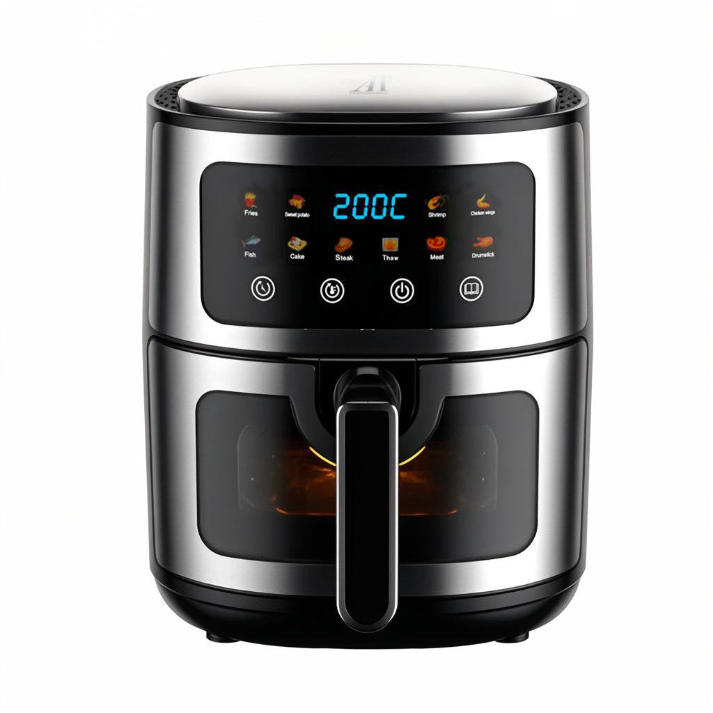 Friteuză cu Aer Cald AT PERFORMANCE® 8L, 10 Programe Smart, 2800W, Panou Tactil, Circulație 3D Aer Fierbinte, Teflon Non-Stick + 100 Bucăți Hârtie de Copt CADOU