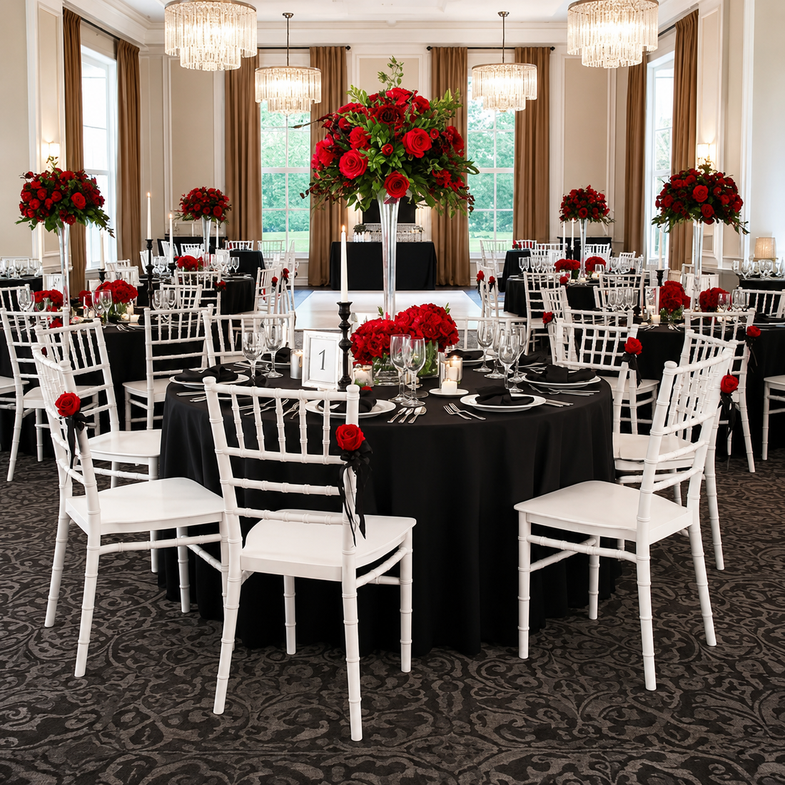 Scaun Elegant AT PERFORMANCE® Chiavari, din Policarbonat, Rezistent la Umiditate, Fără Brațe, Alb, 38 x 37 x 88.5 cm