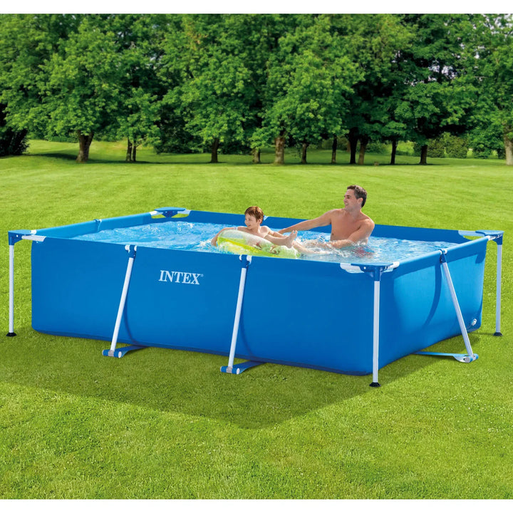 Piscină cu Cadru Metalic Intex Rectangulară pentru Familie – Albastru