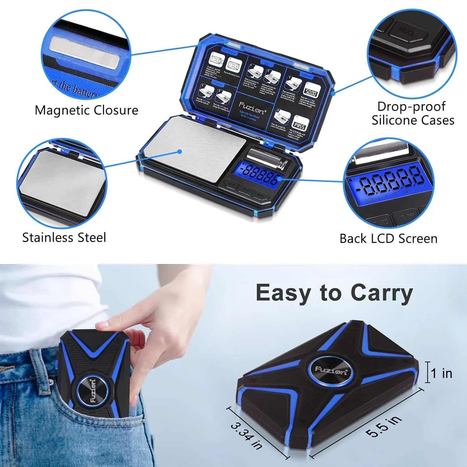 Cantar digital de precizie, Fuzion TU-X, 200g / 0.01g, 6 unitati, de bijuterii