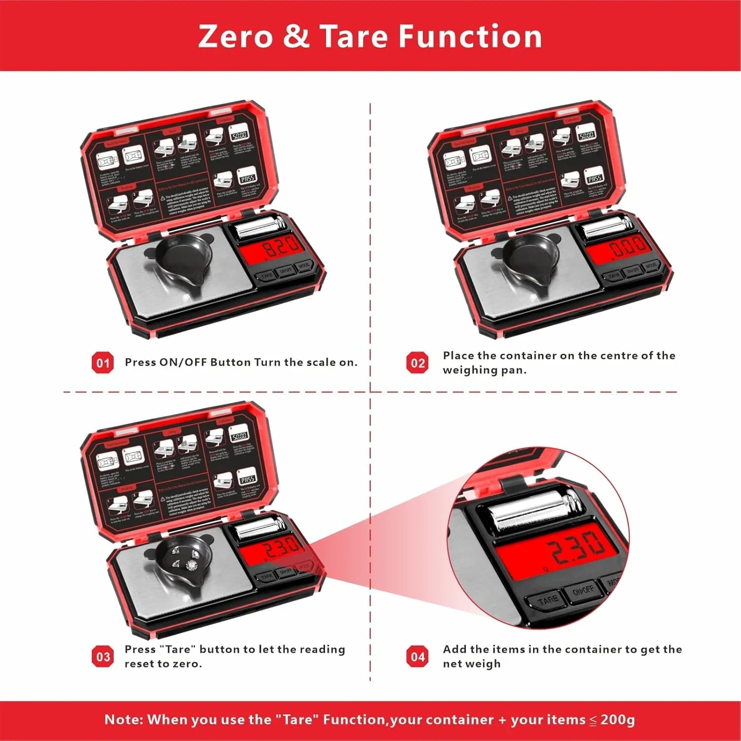 Cantar digital de precizie, Fuzion TU-X, 200g / 0.01g, 6 unitati, de bijuterii