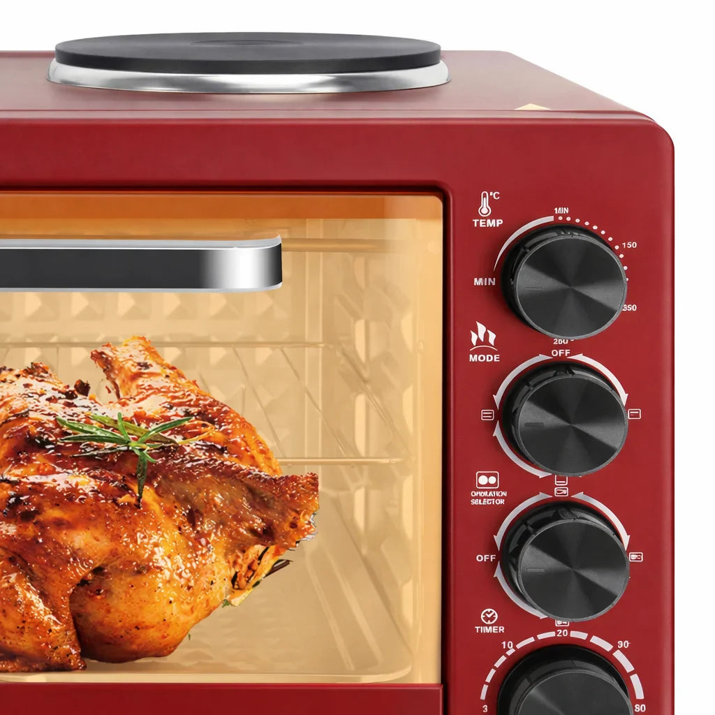 Cuptor Electric HALEY HY-5127, 48L, 2000W, cu Plită Dublă, Ușă din Sticlă