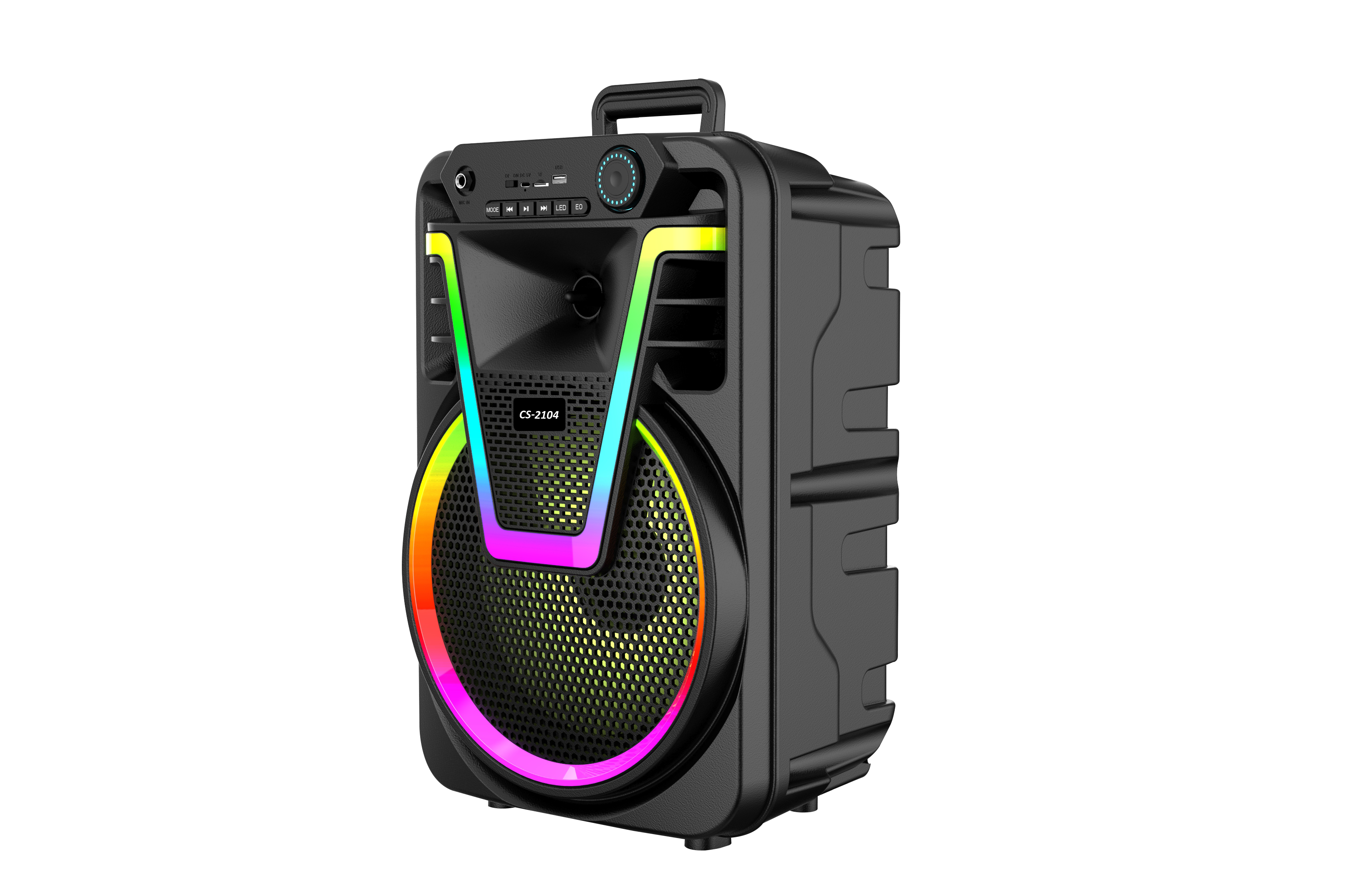 Boxa Portabila AT PERFORMANCE®, cu Lumini RGB, cu Maner, Putere 20W, MP3, USB, Bluetooth, TF, WIFI, Slot Microfon, Karaoke, Acumulator, Negru