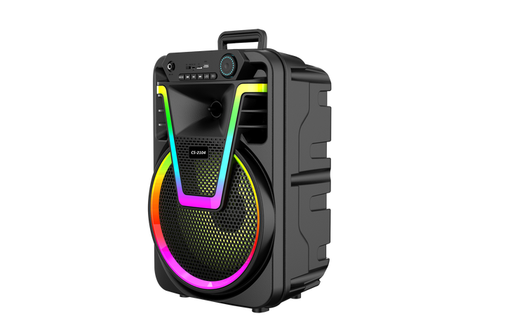 Boxa Portabila AT PERFORMANCE®, cu Lumini RGB, cu Maner, Putere 20W, MP3, USB, Bluetooth, TF, WIFI, Slot Microfon, Karaoke, Acumulator, Negru