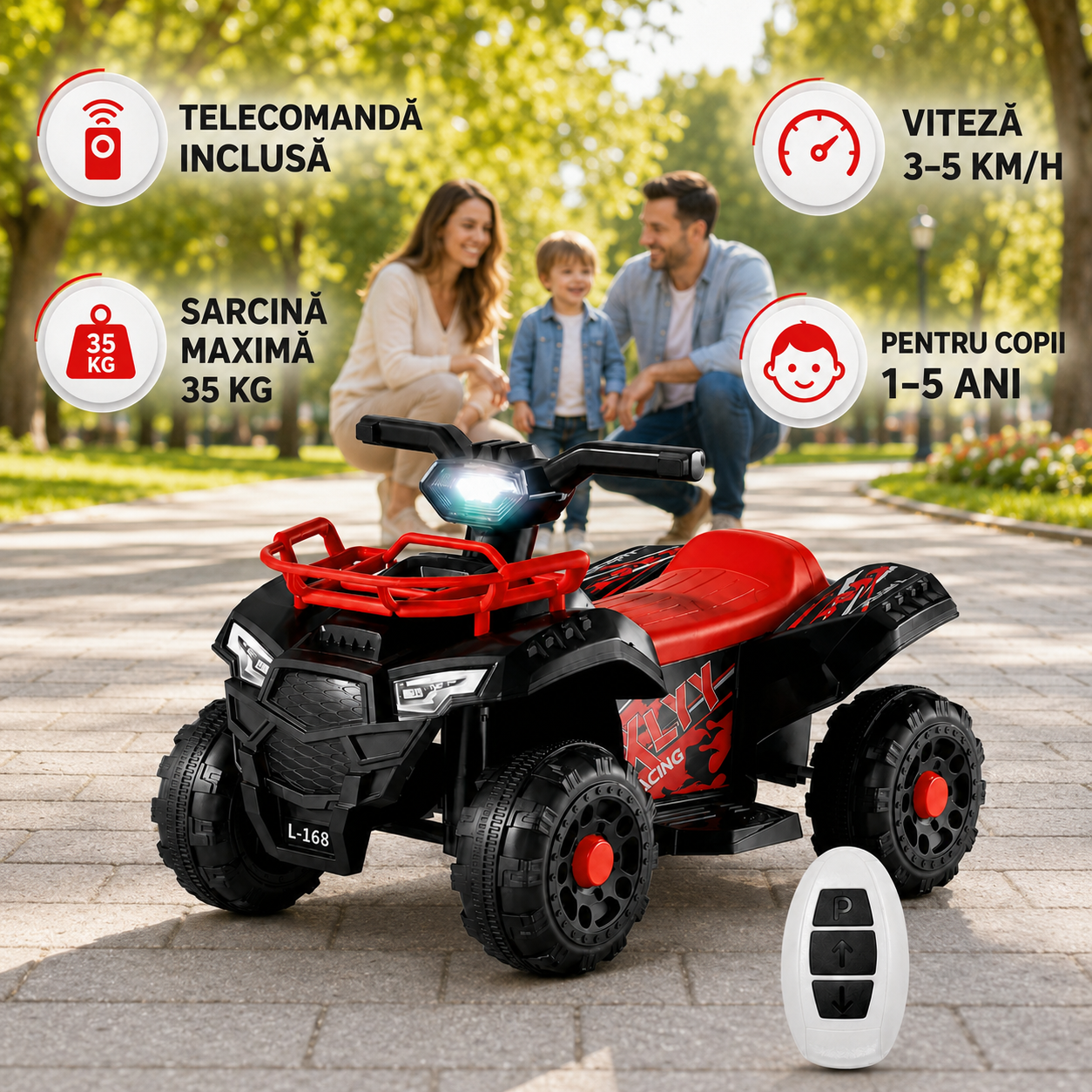 ATV Electric Copii cu telecomanda, 6V, 3–5 km/h, 1–5 ani – Distracție Off-Road, Sigur și Ușor de Utilizat