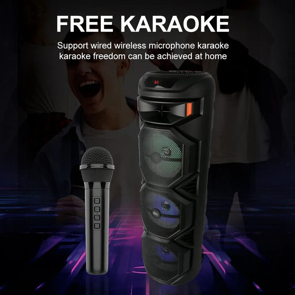 Boxă Portabilă AT Performance ZQS8301, 3×8”, Bluetooth 5.0, Lumini LED, Microfon Wireless