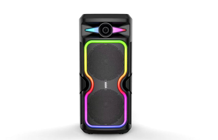 Boxa Portabila AT PERFORMANCE®, cu Lumini RGB, cu Maner, Putere 20W, MP3, USB, Bluetooth, TF, WIFI, Slot Microfon, Karaoke, Acumulator, Negru