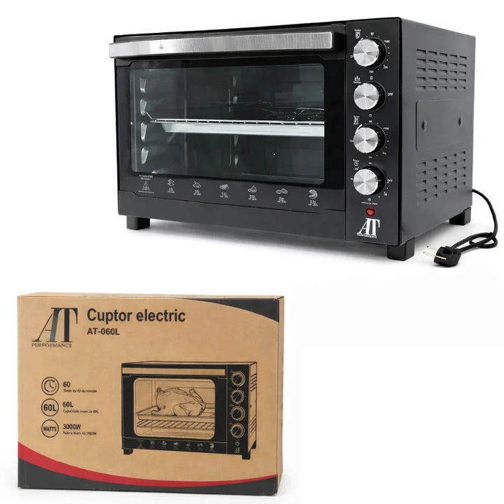 Cuptor Electric AT Performance AT-060L, 60L, 3000W, Timer 60 min, Negru