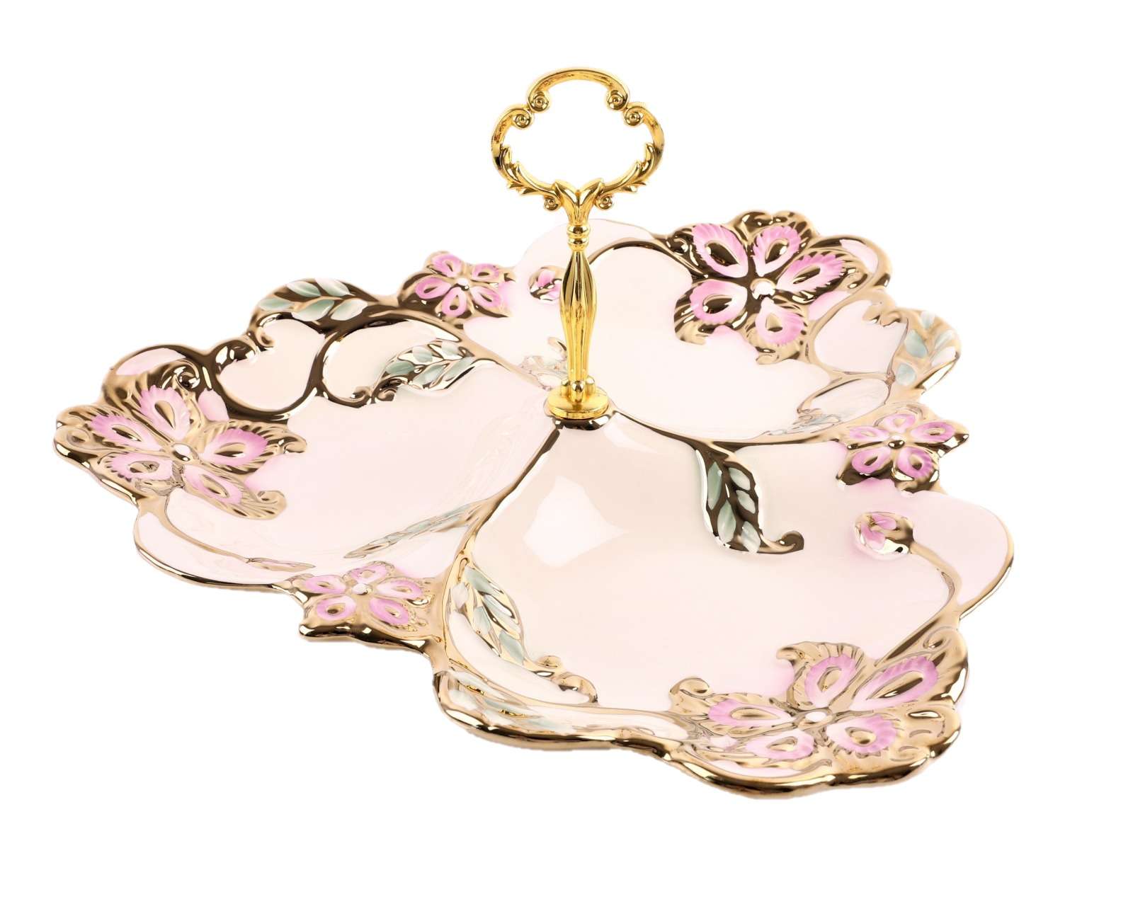 Platou compartimentat din ceramica si maner din metal