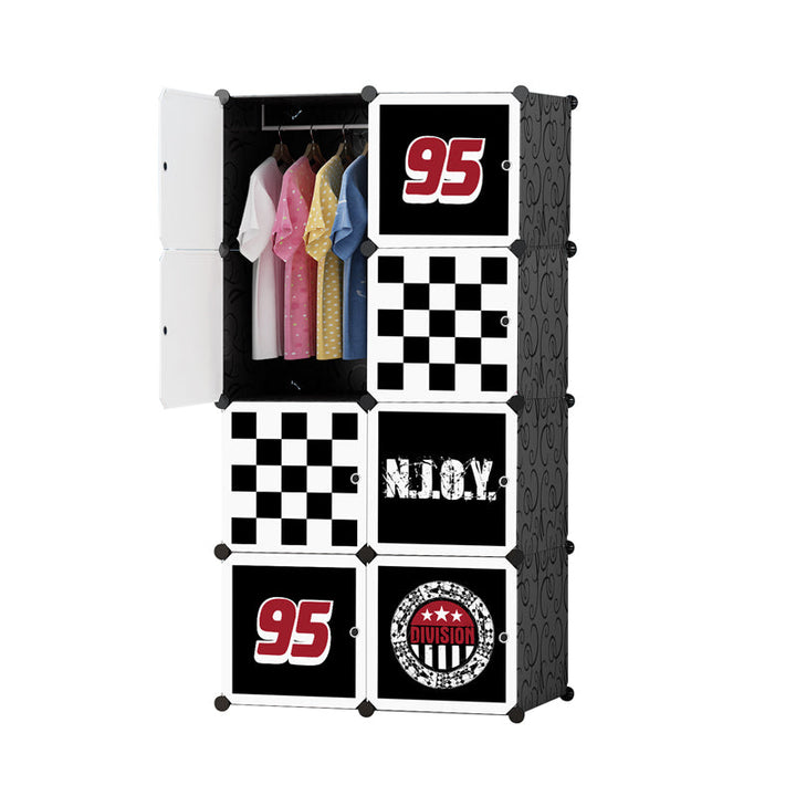 Dulap modular pentru copii, AT PERFORMANCE®, 8 rafturi, durabil, 76X37X147 cm, negru, diverese