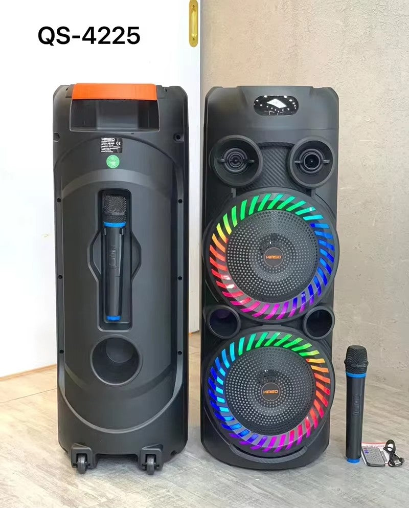 KOLAV-F2805 - Boxă portabilă 8" cu Bluetooth, TF, USB, FM, Microfon wireless și Woofer cu Lumină de Flacără