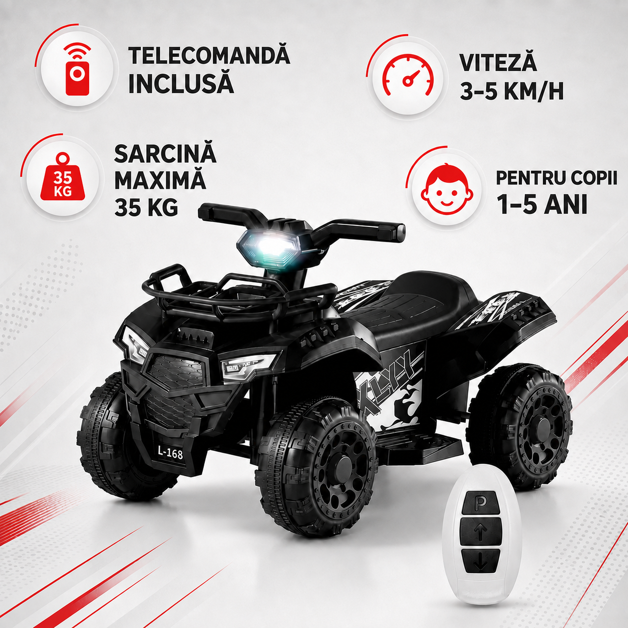 ATV Electric Copii cu telecomanda, 6V, 3–5 km/h, 1–5 ani – Distracție Off-Road, Sigur și Ușor de Utilizat