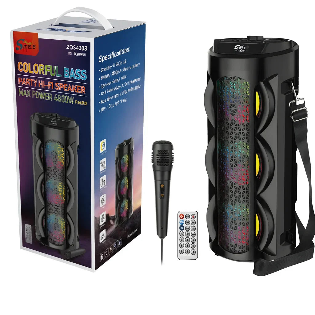 Boxă Portabilă Bluetooth AT Performance ZQS4303 cu Lumini RGB – 4" Party Speaker
