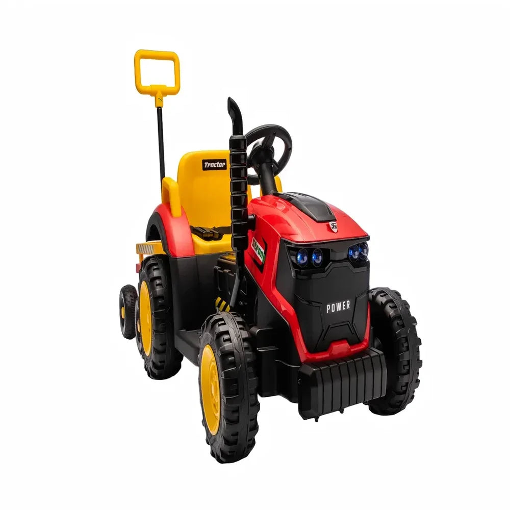 Tractor Electric KIDOO pentru Copii cu Telecomandă 2.4G, Remorcă Detașabilă, 12V 4.5Ah, 2 Motoare 380, Lumini LED, Muzică, Centură de Siguranță