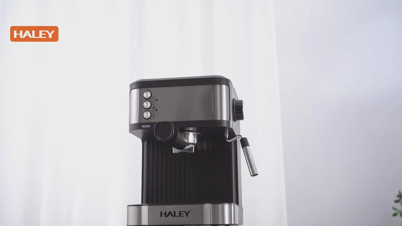 Espressor Automat HALEY, 1.8l, 850W, 20 bar, Argintiu/Negru Plus Rasnita electrica Cadou