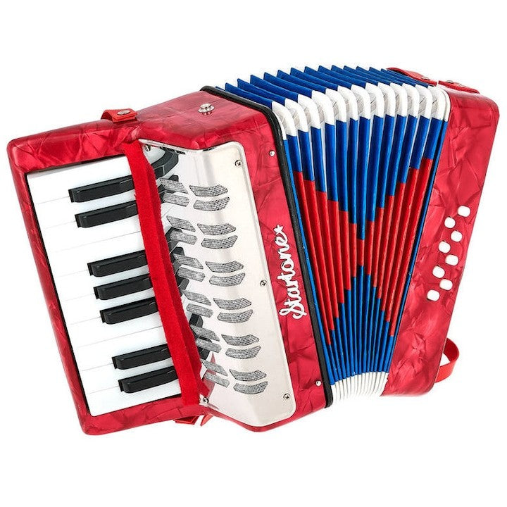 Mini Acordeon AT PERFORMANCE®, cu 17 clape si 8 butoane de bass, de jucarie, Albastru sidef.