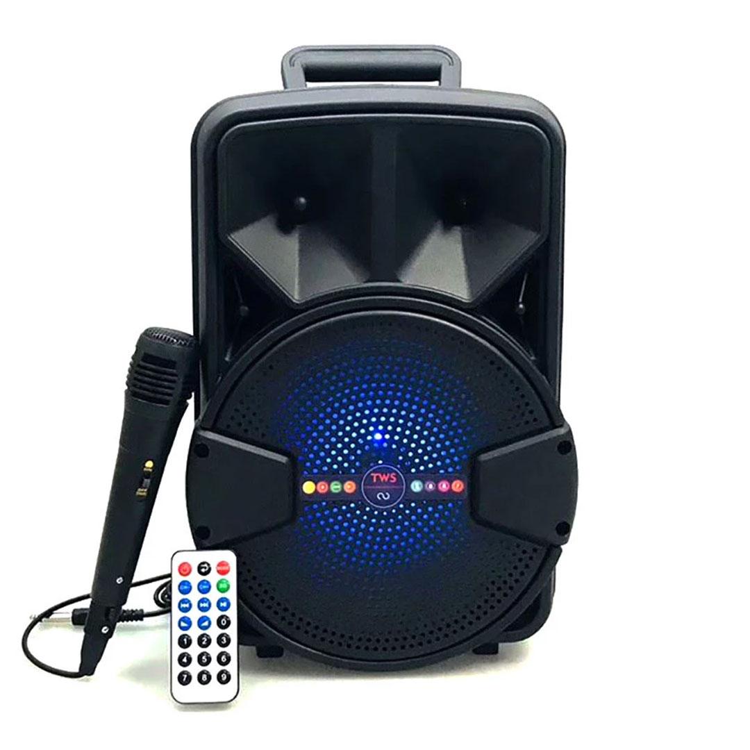 Super oferta boxa activa portabila, bass puternic , 200 W,Microfon Cu Fir, USB, Radio, Bluetooth,Telecomandă + Cadou casca bluetooth + husa tableta