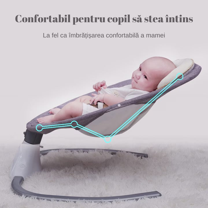 Legan si Balansoar Multifunctional pentru Bebelusi, AT PERFORMANCE®, – Modern, Confortabil si Portabil, Culoare GRI