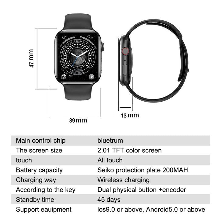 Smartwatch, AT PERFORMANCE®, 2.01 Inch, Bluetooth, Ceas smartwatch si bratara fitness, Notificari Apeluri/Sms/Social Media, monitorizare activitati fizice, somn, ritm cardiac, pedometru, Rezistent la apa, Negru.