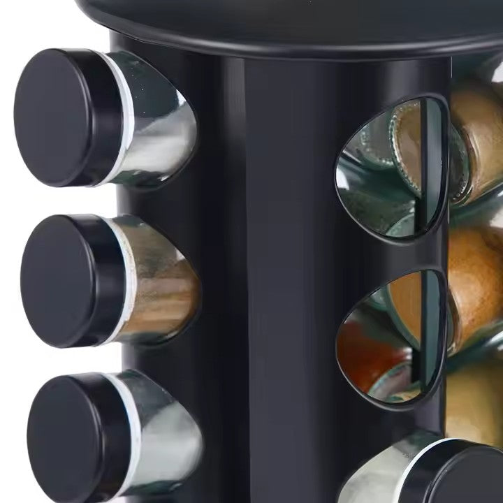 Set 16 recipiente condimente cu suport rotativ, inox, AT PERFORMANCE®,